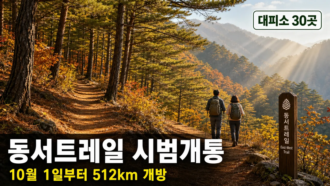 동서트레일 시범개통 512㎞, 10월 1일 숲속 하룻밤이 열립니다의 핵심 내용을 보여주는 가로형 대표 이미지