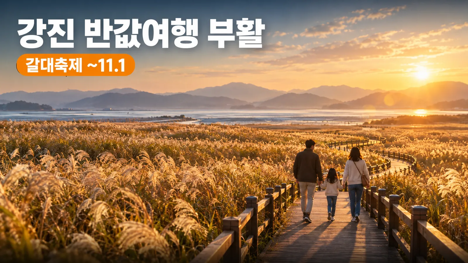 강진 반값여행 갈대축제 2026, 20억 예산 부활로 다시 열린 가을 여행 혜택 총정리의 핵심 내용을 보여주는 가로형 대표 이미지