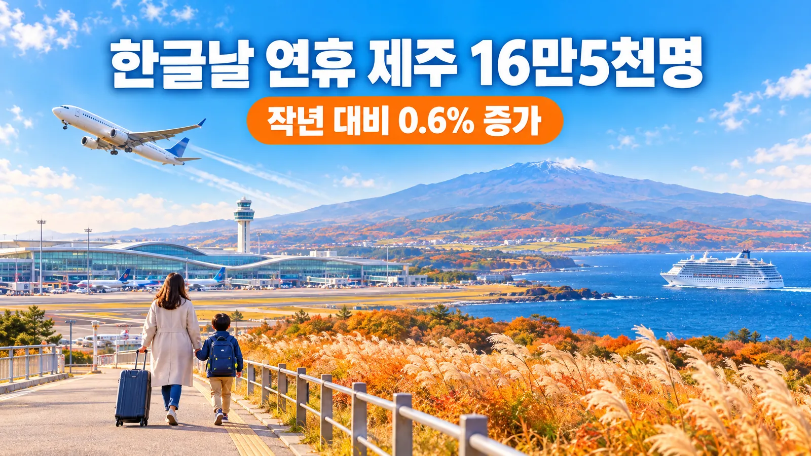 한글날 연휴 제주 관광객 16만5천명 전망, 작년보다 0.6% 늘어난 이유의 핵심 내용을 보여주는 가로형 대표 이미지
