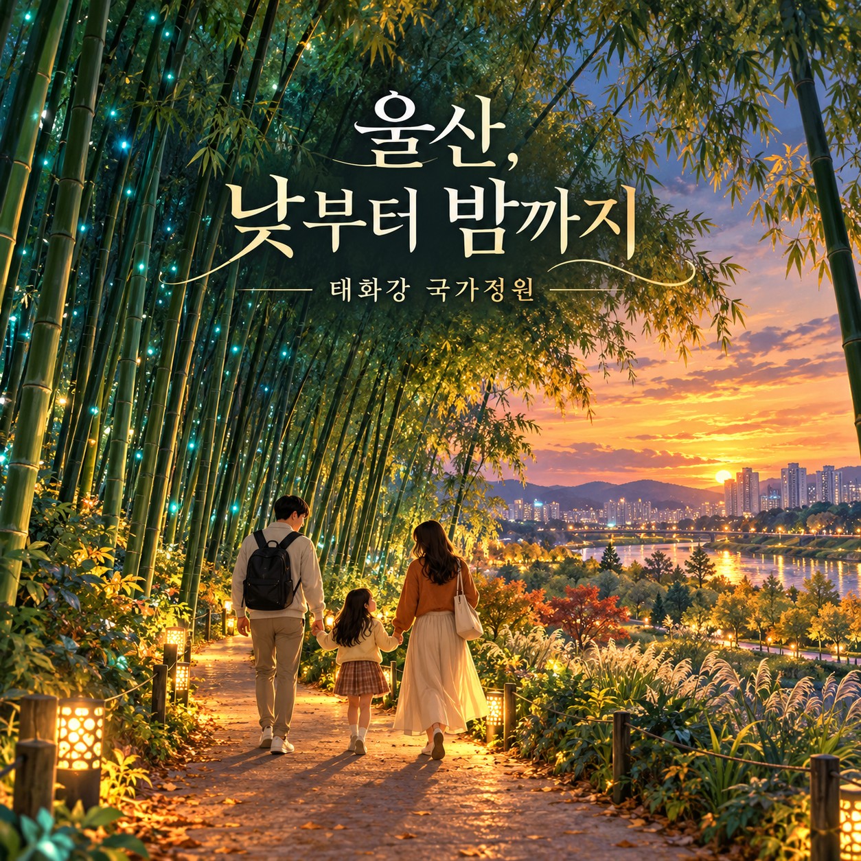 태화강 가족 나들이 표지 AI 일러스트